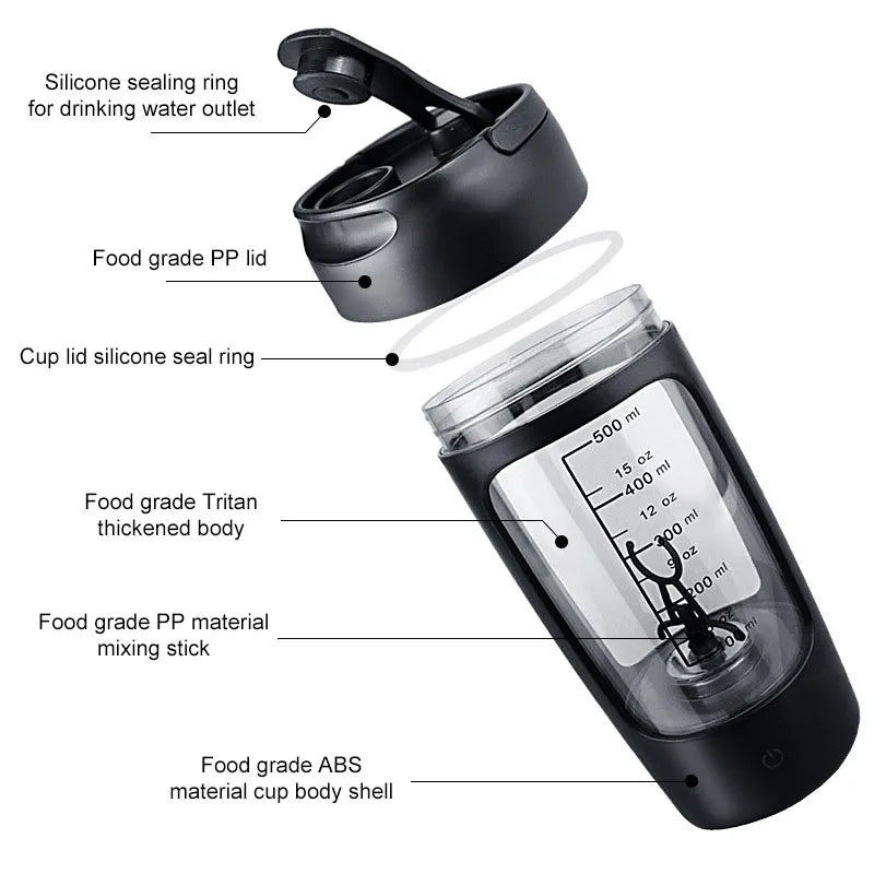 USB Electric Protein Shaker Bottle Portable 1200mAh Rechargeable