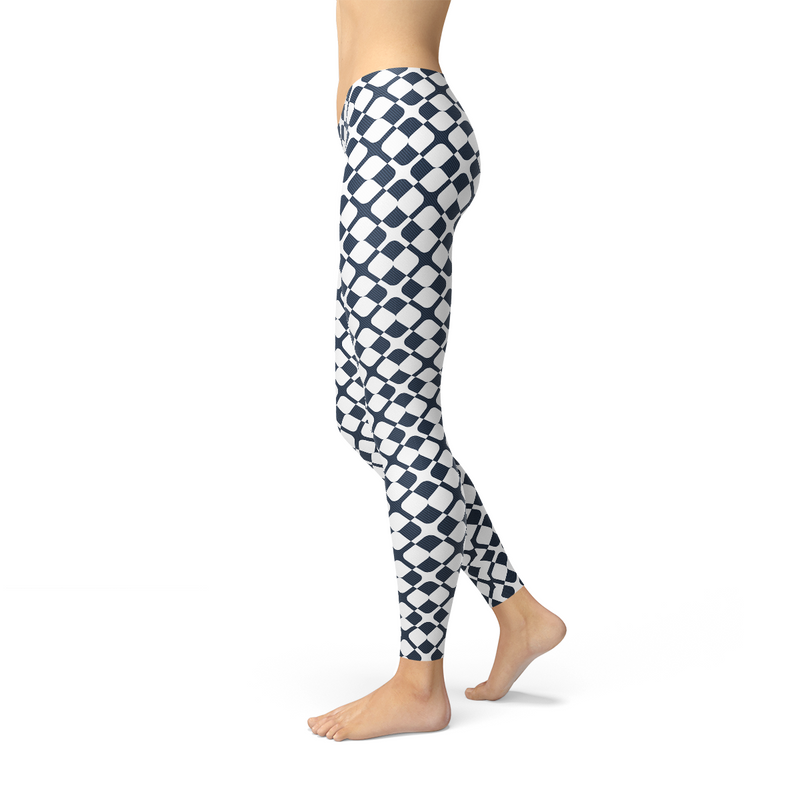 Womens Geometric Blue Tile Leggings - Ebz Beauty and Phyzique