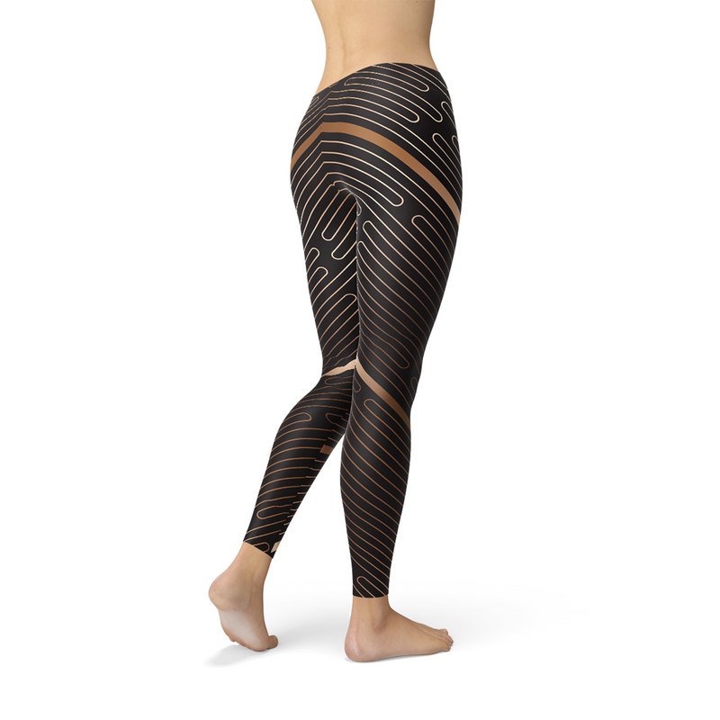 Womens Striped Lines Sports Brown Leggings - Ebz Beauty and Phyzique