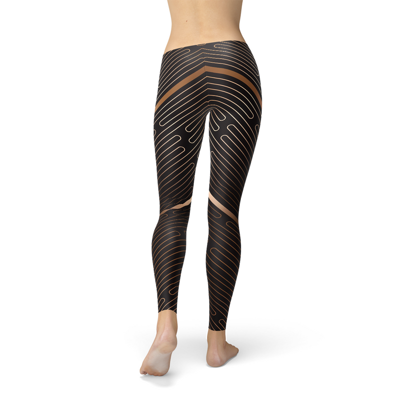 Womens Striped Lines Sports Brown Leggings - Ebz Beauty and Phyzique