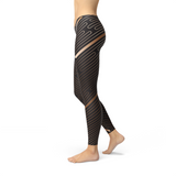 Womens Striped Lines Sports Brown Leggings - Ebz Beauty and Phyzique