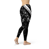 Womens Piano Notes Black Leggings - Ebz Beauty and Phyzique