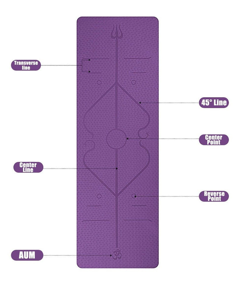 Non Slip Yoga Mat with Position Lines - Ebz Beauty and Phyzique