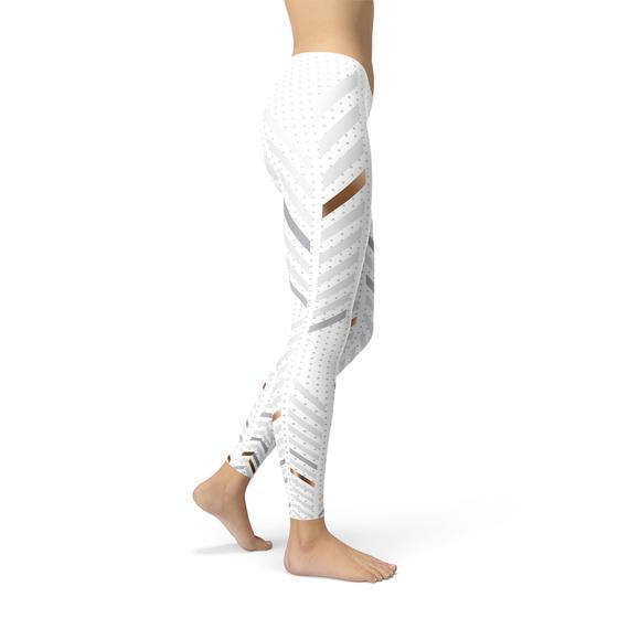 Womens White Stripes Leggings - Ebz Beauty and Phyzique