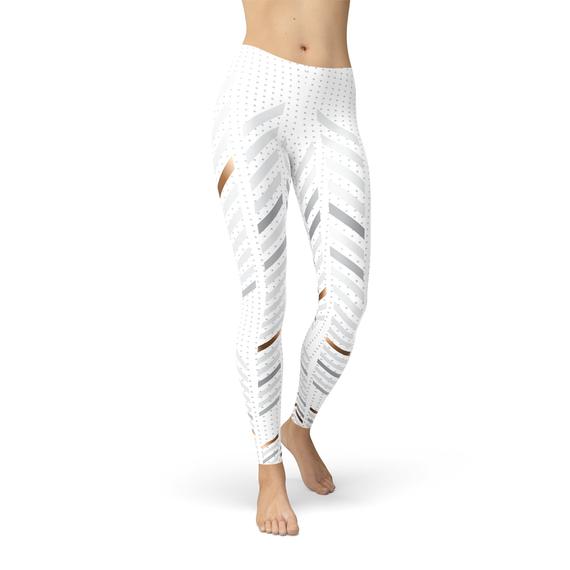 Womens White Stripes Leggings - Ebz Beauty and Phyzique