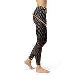 Womens Striped Lines Sports Brown Leggings - Ebz Beauty and Phyzique